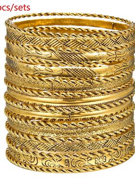 12pcs Punk Curb Cuban Chain Bracelets Set for Women Miami Bo