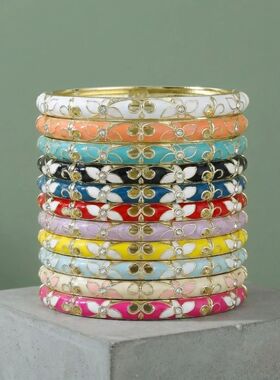 Enamel Vintage Cloisonne Bangle Floral Chinese Chinese Flowe