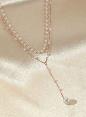 2025 New Imitation Pearl Double Layered Choker Big Ball Bead