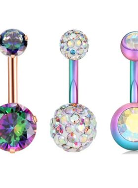 3PCS/Lot Surgical Steel Crystal Belly Button Piercing Set 14