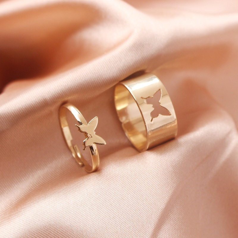 Silver Color Butfly Rings For Women Men Lover Couple Ring Se - 图2