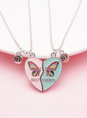 2 Pcs/set Best Friends Pendant Necklace For Woman Magnetic L