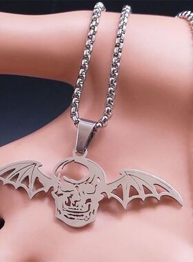 New fashion Halloween Gothic vampire Bat skull wings stainle