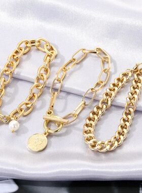 Punk Metal LadyThick Chain Link Bracelets Bangles for Women
