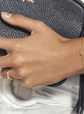 Aide 925 Sterling Silver Single Round White Zircon Chain Bra