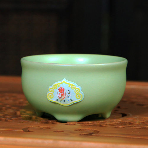 恒福新款东道汝窑圆融主人单杯 景德镇陶瓷开片品茗杯子功夫茶杯 - 图0