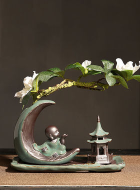 茶桌摆件居家送礼小饰品现代简约办公室会所桌面装饰创意禅意和尚