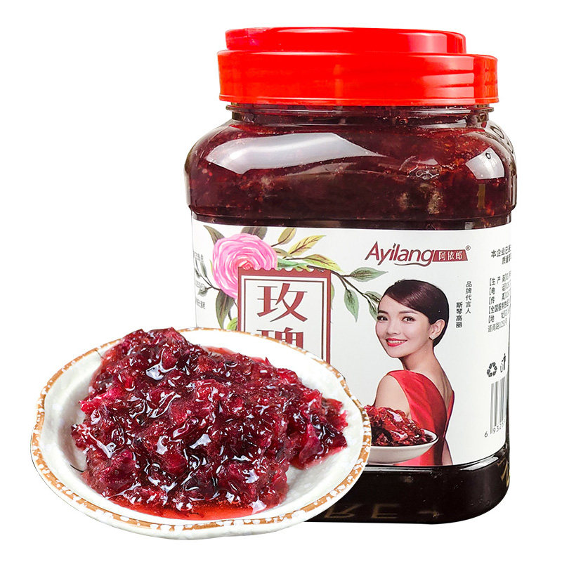 阿依郎玫瑰糖浆1kg冰粉冲饮泡水云南鲜花糖浆烘焙果酱配料奶茶酱,淘宝优惠券,粉丝福利购,淘宝优惠卷
