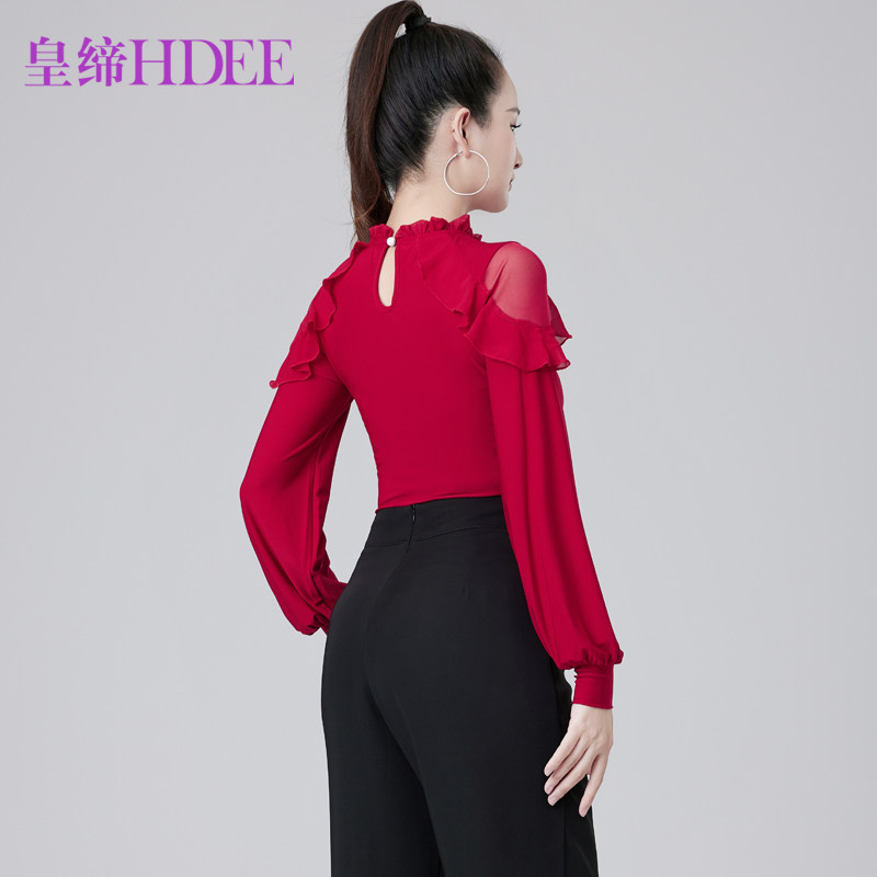 皇缔 拉丁舞新款上衣摩登舞跳舞演出舞服交谊舞秋冬款气质舞蹈服