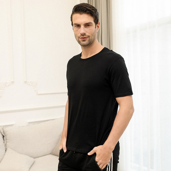 Yiershuang men's pure cotton old man's shirt dad's round neck short-sleeved loose large size middle-aged and elderly thin undershirt MD8201