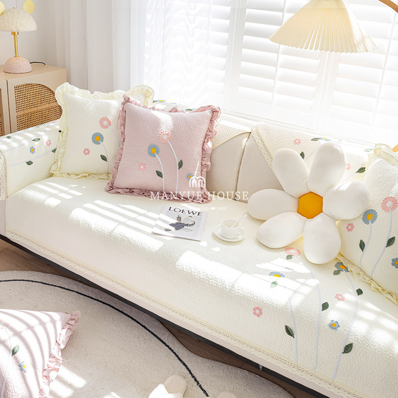 蔓越家 小清新全棉水洗棉沙发垫防滑纯棉沙发套罩靠背巾四季通用,淘宝优惠券,粉丝福利购,淘宝优惠卷