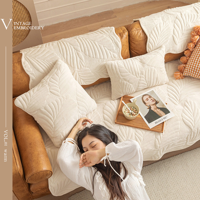 蔓越家 ins复古客厅沙发垫毛绒沙发套罩秋冬四季沙发巾盖布坐垫子,淘宝优惠券,粉丝福利购,淘宝优惠卷