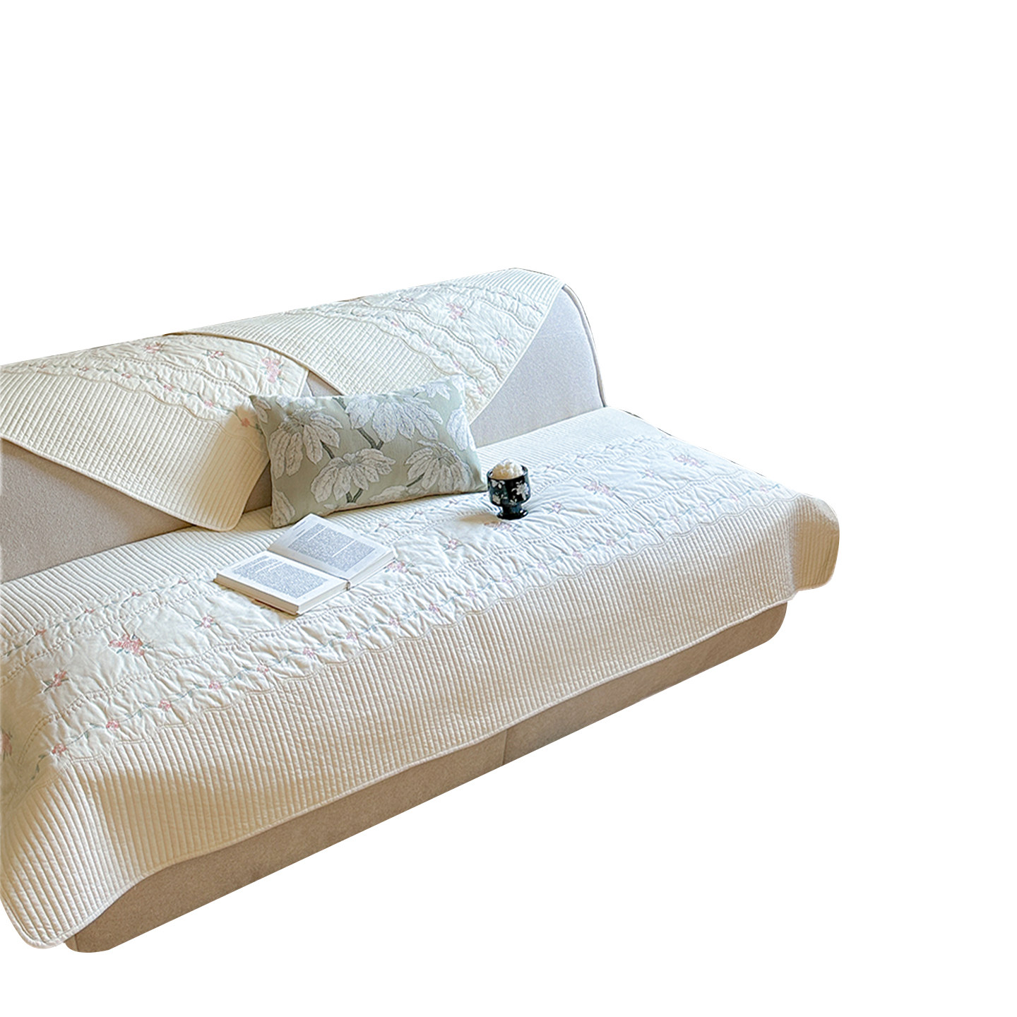 蔓越家 少女心玫瑰绣花全棉沙发垫纯棉沙发套罩靠背巾坐垫子盖布,淘宝优惠券,粉丝福利购,淘宝优惠卷