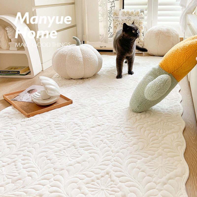 蔓越家 ins乳酪奶油色卧室毛绒地垫床边毯家用防滑地板毯子地毯,淘宝优惠券,粉丝福利购,淘宝优惠卷