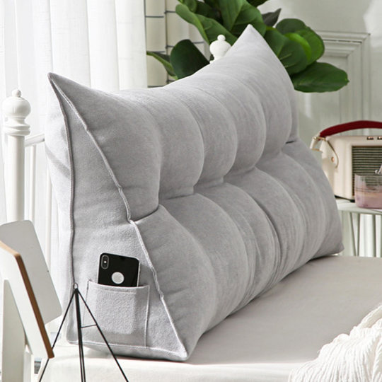 蔓越家 日式ins榻榻米软包三角大靠背北欧纯色长靠枕米色床头靠垫