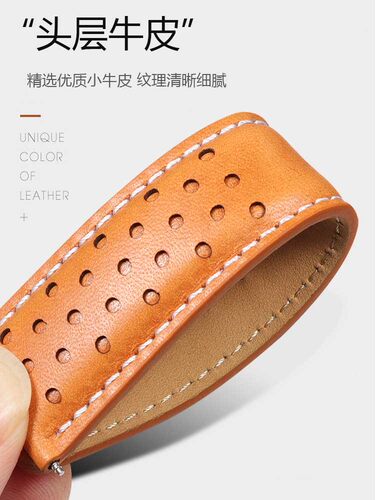 适配西铁城FF飞行真皮表带 男光动能CA4500/0695原装款牛皮带22mm - 图0