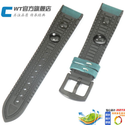 真皮手表带硅胶防水橡胶表带男代用万国 天梭 欧米茄 沛纳海表带 - 图1