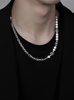 珍珠项链男冷淡风高级感百搭钛钢