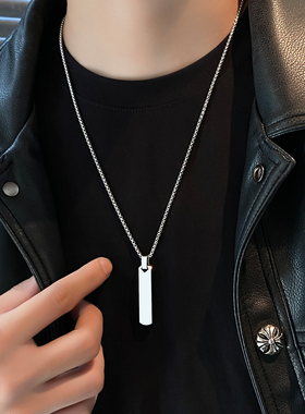 项链男款潮流钛钢不掉色长款吊坠