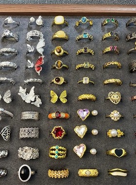 大英博物馆系列飞鸟爱心戒指小众设计复古做旧轻奢珐琅高级感指环