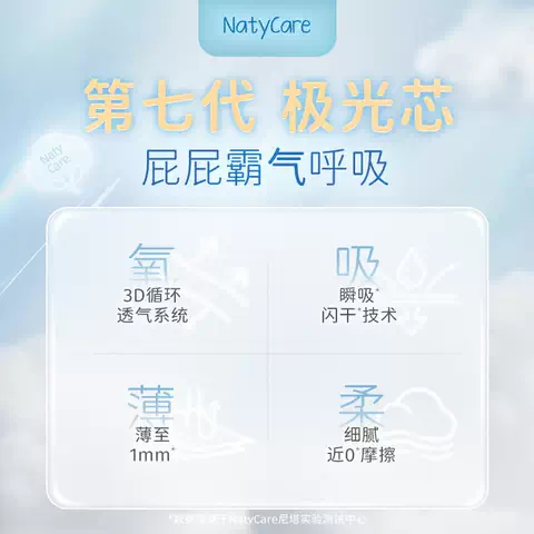 NatyCare尼塔极光mini纸尿裤新生儿NB/S码婴儿透气超薄尿不湿迷你 图片 5