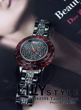 齐琴娜/Titina 乌金黑色满镶进口水晶石 女式手表 女腕表实拍