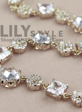 时尚风满钻镶嵌新娘结婚金色手链