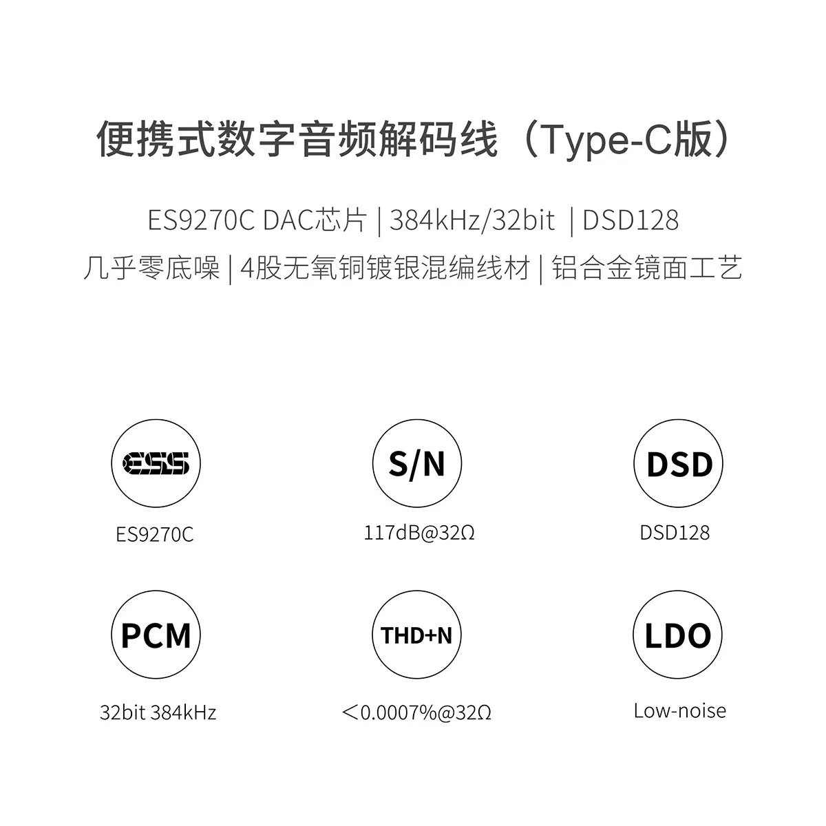 SIMGOT/兴戈 DEW1音频解码器DEW0耳放线type-c转3.5转接器小尾巴-图0