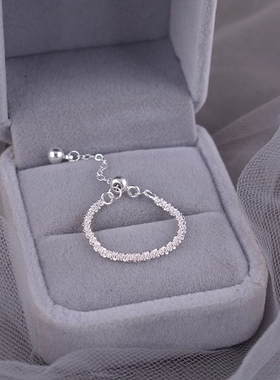 高级日式轻奢小众~波光抽拉戒指