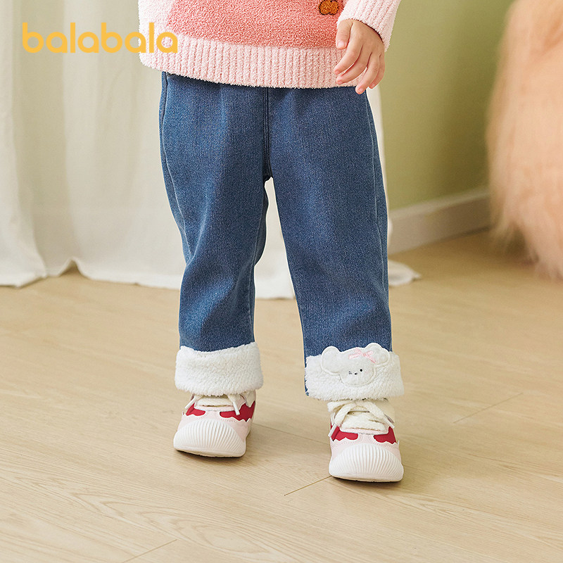 巴拉巴拉balaOne儿童长裤女童宝宝直筒牛仔裤加绒保暖2025冬新款,淘宝优惠券,粉丝福利购,淘宝优惠卷