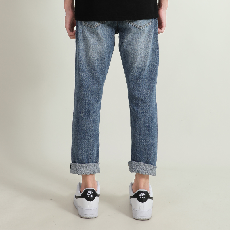 定制柔软纱面料 赤耳丹宁日系直筒宽松牛仔裤男款冬季款水洗裤子