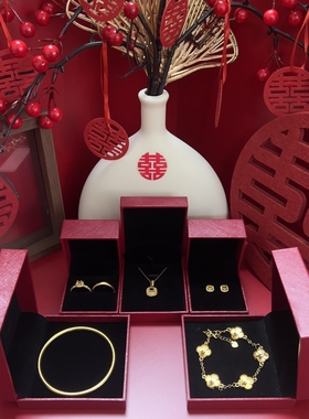 结婚假五金六件套订婚首饰婚礼新娘陪嫁仿真金摆台道具小方糖套装