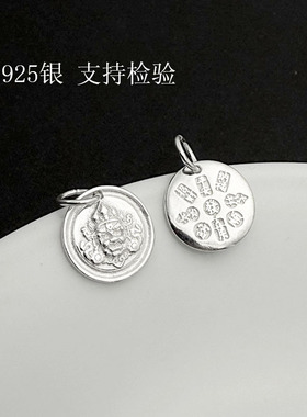 S925纯银财神扎基拉姆复古黄吊坠