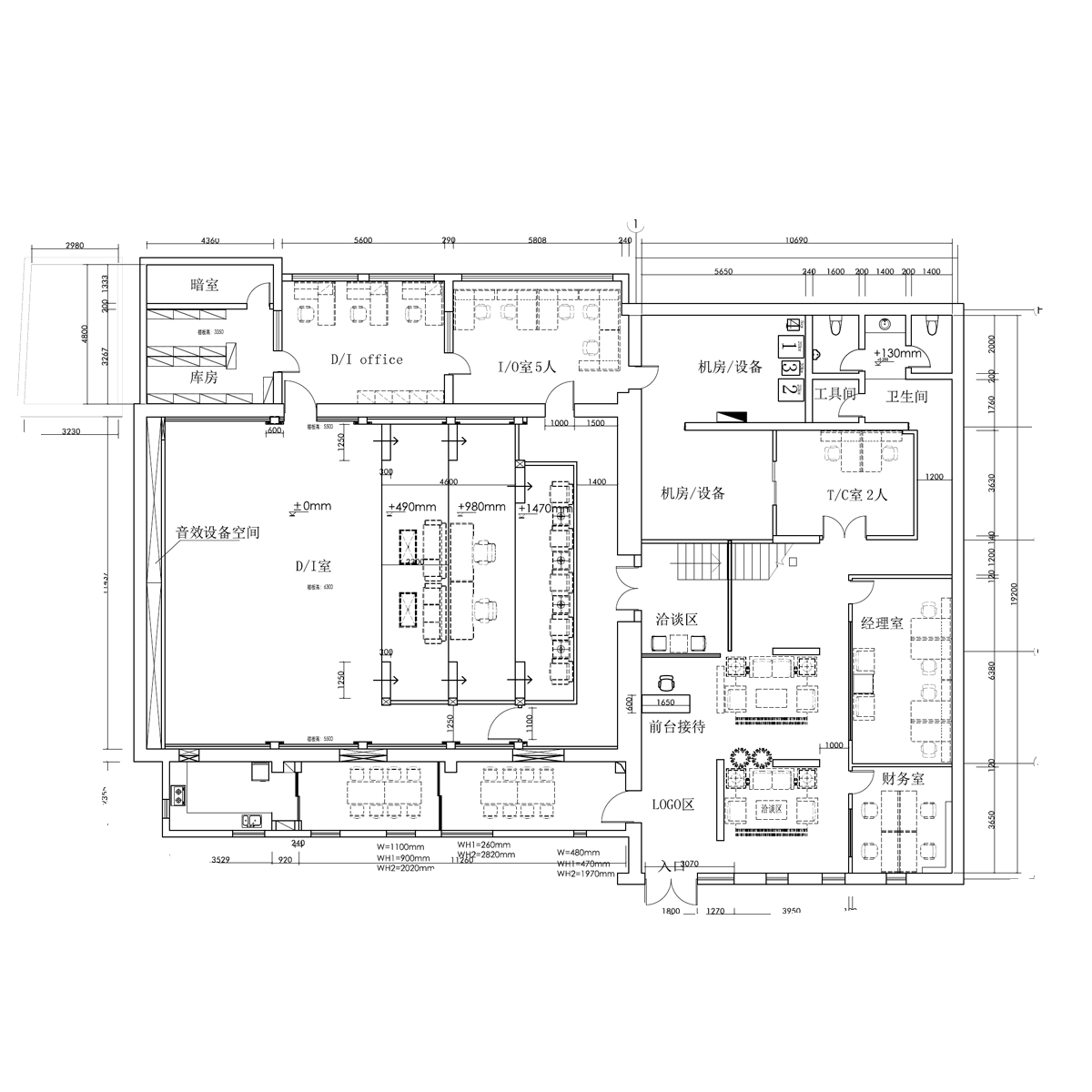 办公室装修设计办公室CAD布局图办公室效果图设计办公室电路图-图3