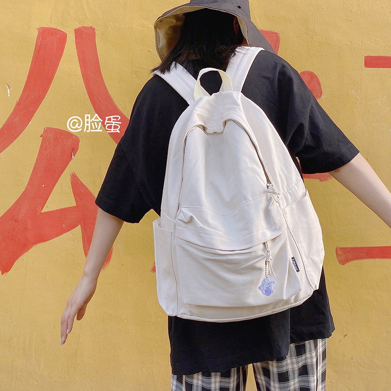 脸蛋无印系列原宿大学生简约双肩包 脸蛋双肩背包