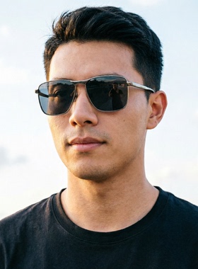 男款变色偏光镜墨镜男士黑色偏光太阳镜高档品质偏光镜方形金框