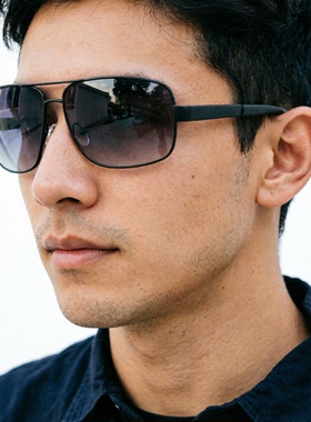 纪梵世150mm男士太阳镜大脸男墨镜黑色开车高清方形防强光眼镜