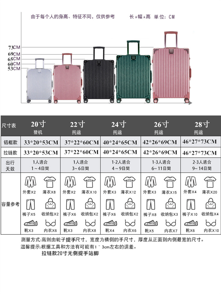 网红箱子女拉杆万向轮24登机密码箱 金至黛旅行箱