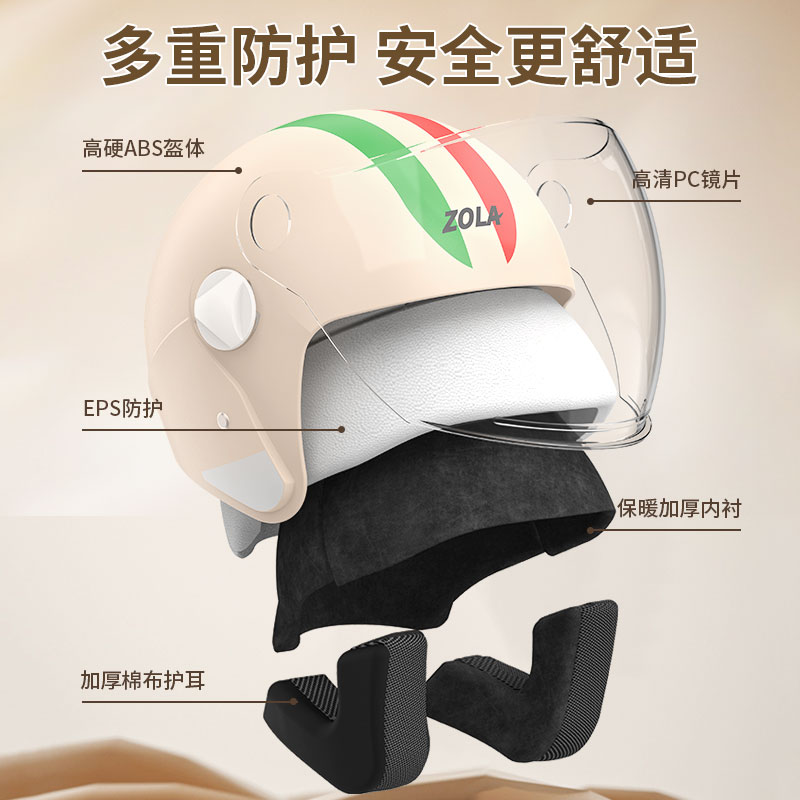 2025新款3c头盔电动车女士高颜值冬季半盔新国标a类摩托车安全帽 - 图2