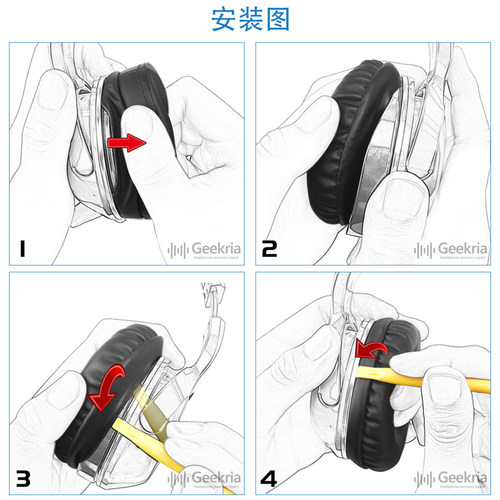Geekria极客悦耳适用于Grado歌德SR60 SR80 SR125 SR225耳机海绵套耳机套 - 图1