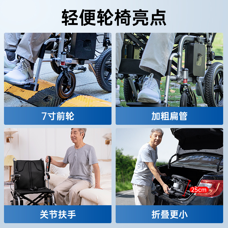 振邦电动轮椅车折叠轻便老人专用老年残疾人智能全自动代步车便携 - 图2
