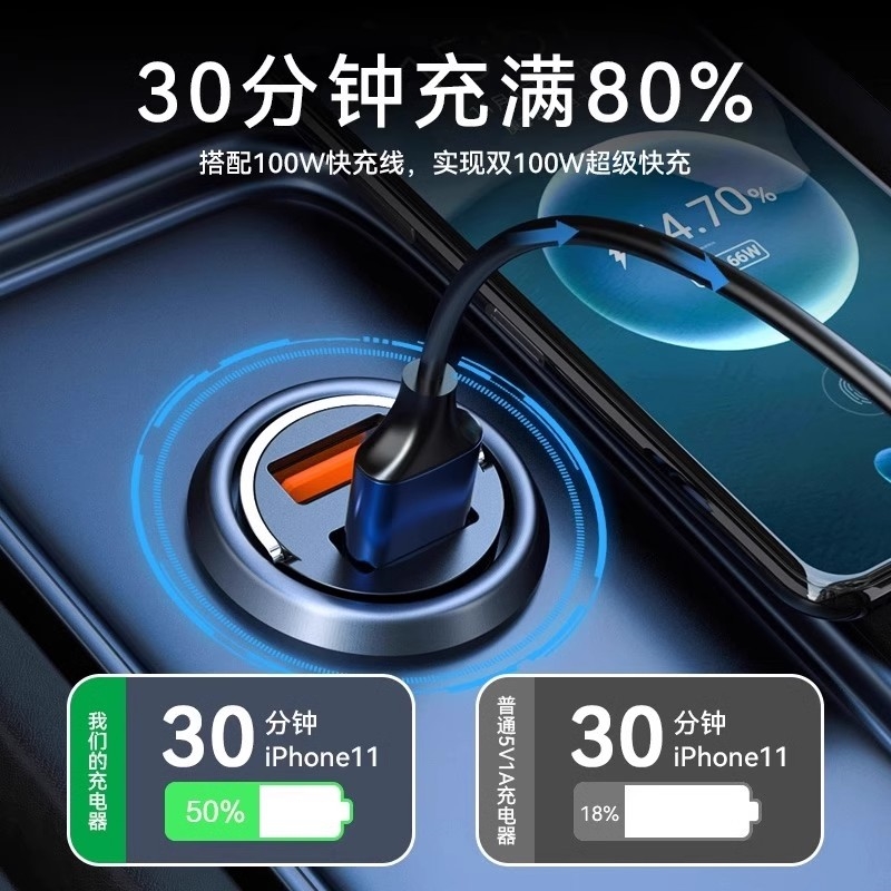 66W车载充电器适用于华为车充手机汽车超级快充40W闪充多功能点烟-图2