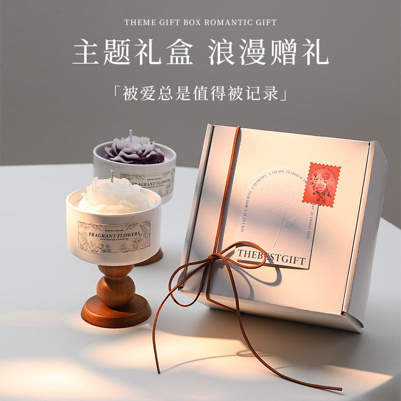 山茶花香薰蜡烛礼盒高级感生日新婚礼物伴手礼送女生朋友氛围家用