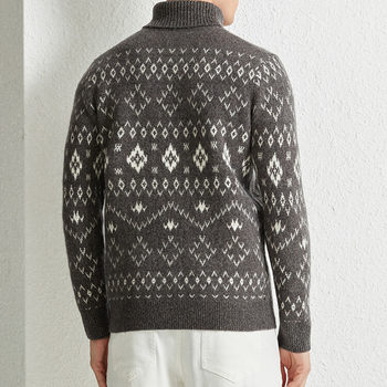 2023 ລະດູຫນາວໃຫມ່ຄລາສສິກ Wool Sweater ຜູ້ຊາຍ 100 ຂົນສັດບໍລິສຸດ Loose Half Turtle Collar Cashmere Sweater Bottoming Shirt