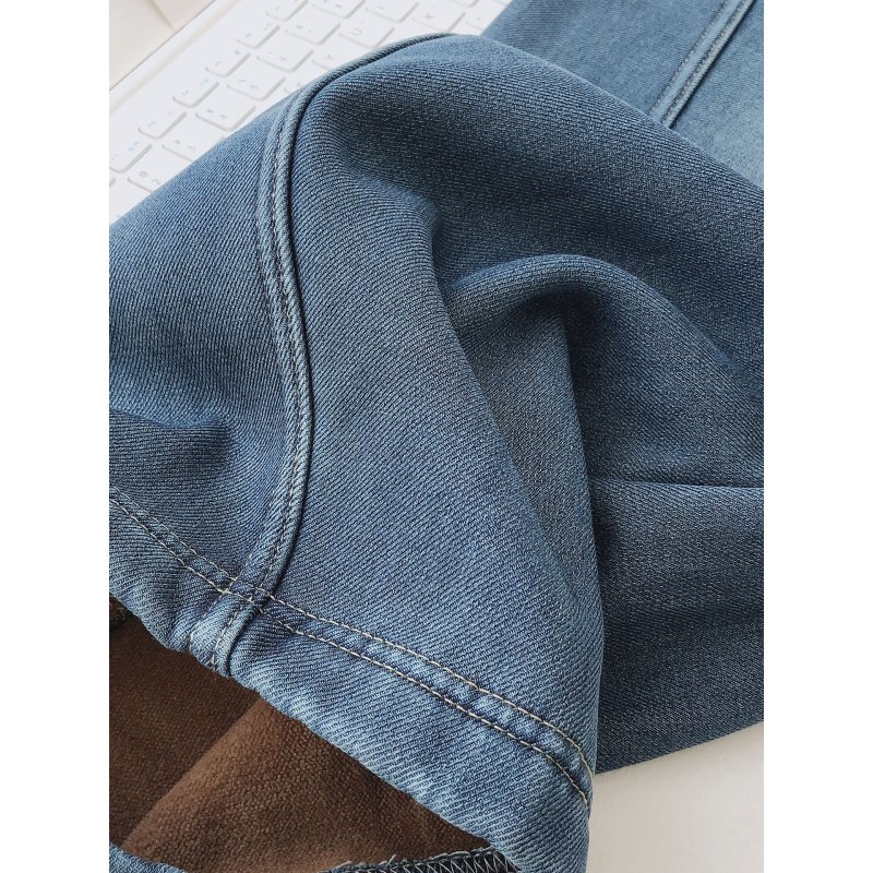 奥特莱斯~撤柜清仓加绒加厚阔腿牛仔裤女高腰宽松休闲保暖直筒裤,淘宝优惠券,粉丝福利购,淘宝优惠卷