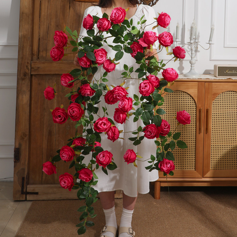 仿真蔷薇花爬藤月季假花藤条管道装饰户外瀑布花墙造景莫奈风格,淘宝优惠券,粉丝福利购,淘宝优惠卷