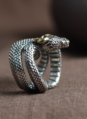 新款蛇戒指复古做旧指环小众设计