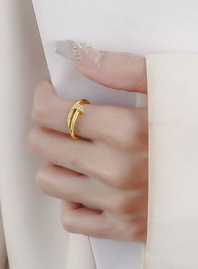 新品新款小众个性高级感钉子戒指