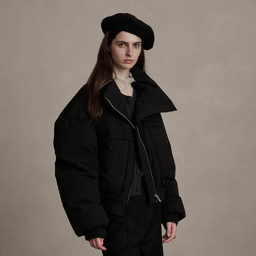 D-HARRY/迪哈利冬新款高立领保暖黑色短款羽绒服DH244G97736D - 图0