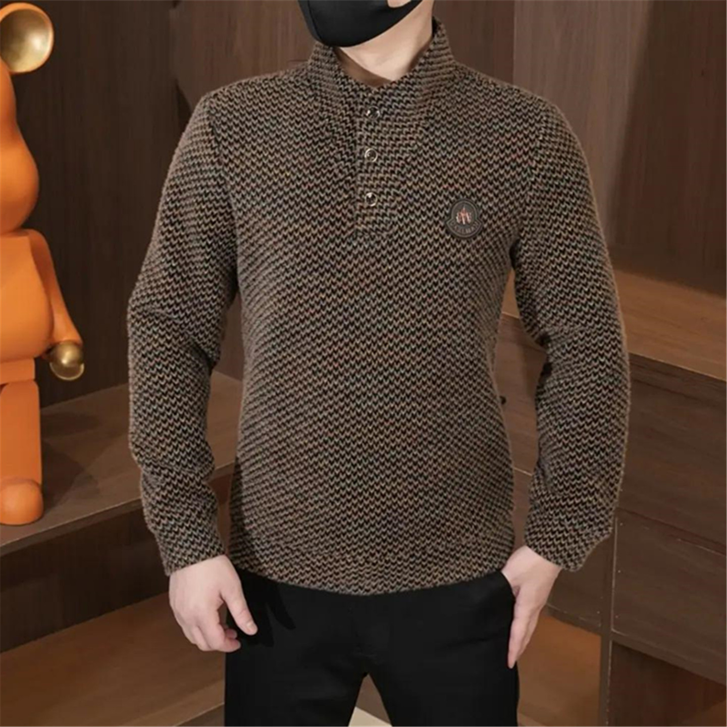 2025冬季新款男士立领卫衣加绒加厚加肥加大码针织长袖T恤打底衫,淘宝优惠券,粉丝福利购,淘宝优惠卷